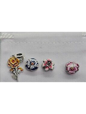 Flower charm bundle  for Pandora style bracelet s925 silver